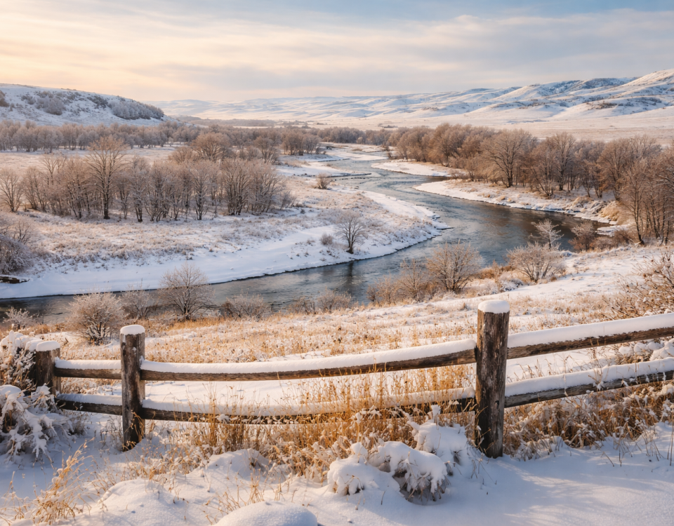 Quiet winter landscape in southeastern Montana near Hardin