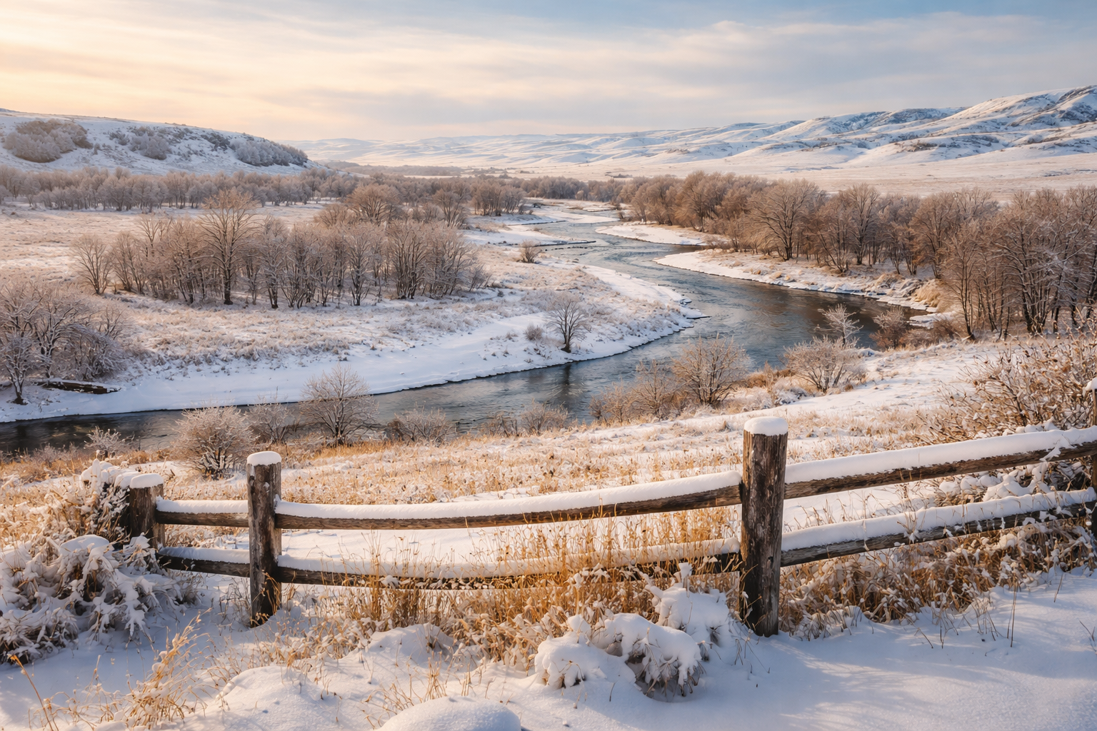 Quiet winter landscape in southeastern Montana near Hardin