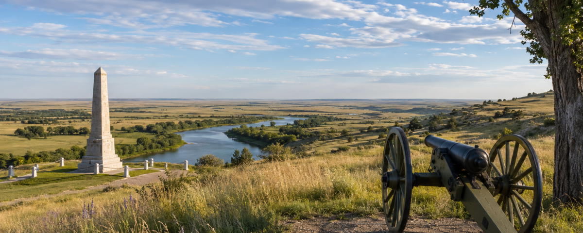 Open prairie landscape near Hardin Montana with historic travel stops near Little Bighorn Battlefield
