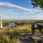 Open prairie landscape near Hardin Montana with historic travel stops near Little Bighorn Battlefield