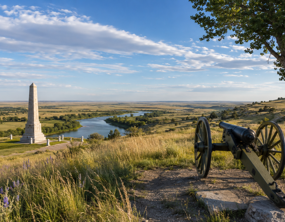 Open prairie landscape near Hardin Montana with historic travel stops near Little Bighorn Battlefield